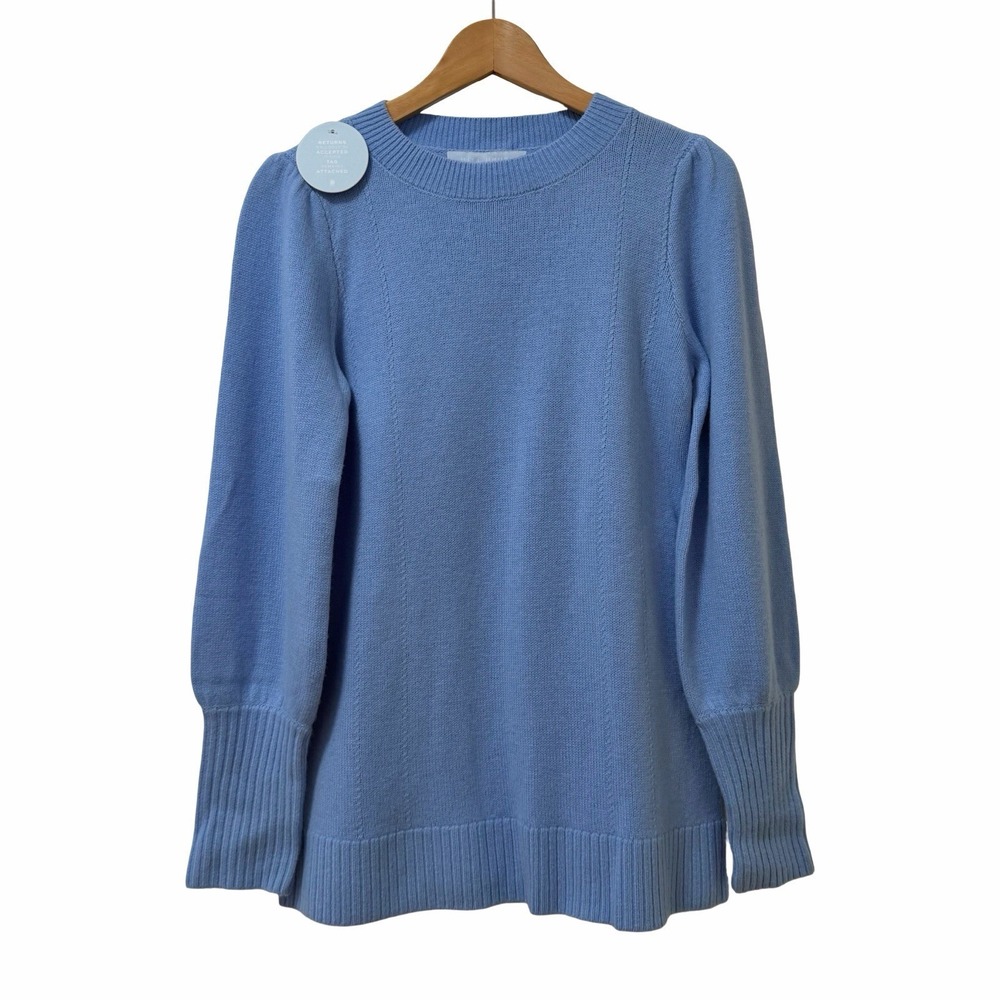 Hill House Silvia Merino Wool Crew Neck Tunic Sweater Size XS Vista Blue NEW